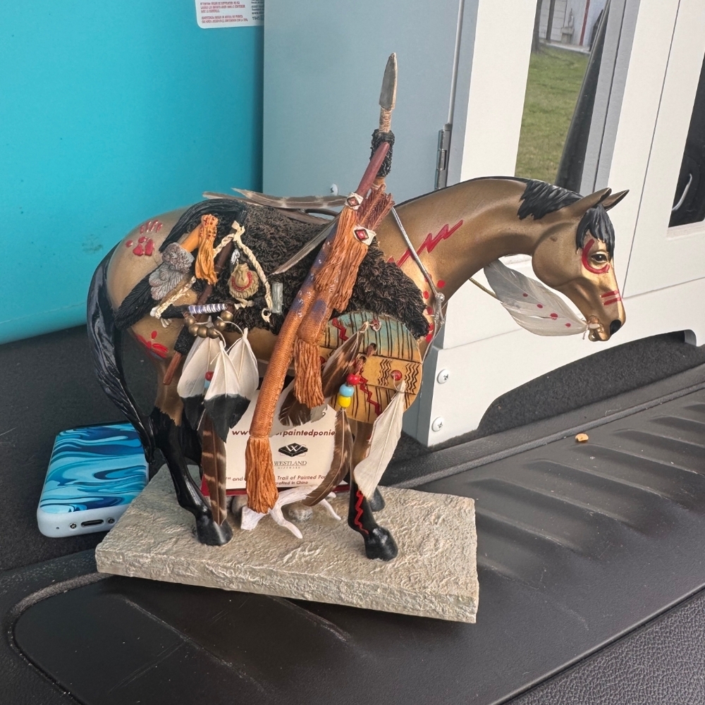 Decorative Horse Sculpture with Native Motifs